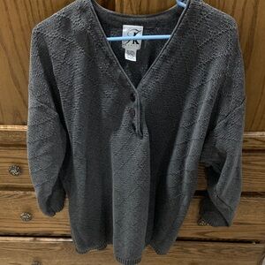 Gray V-Neck Women's Sweater